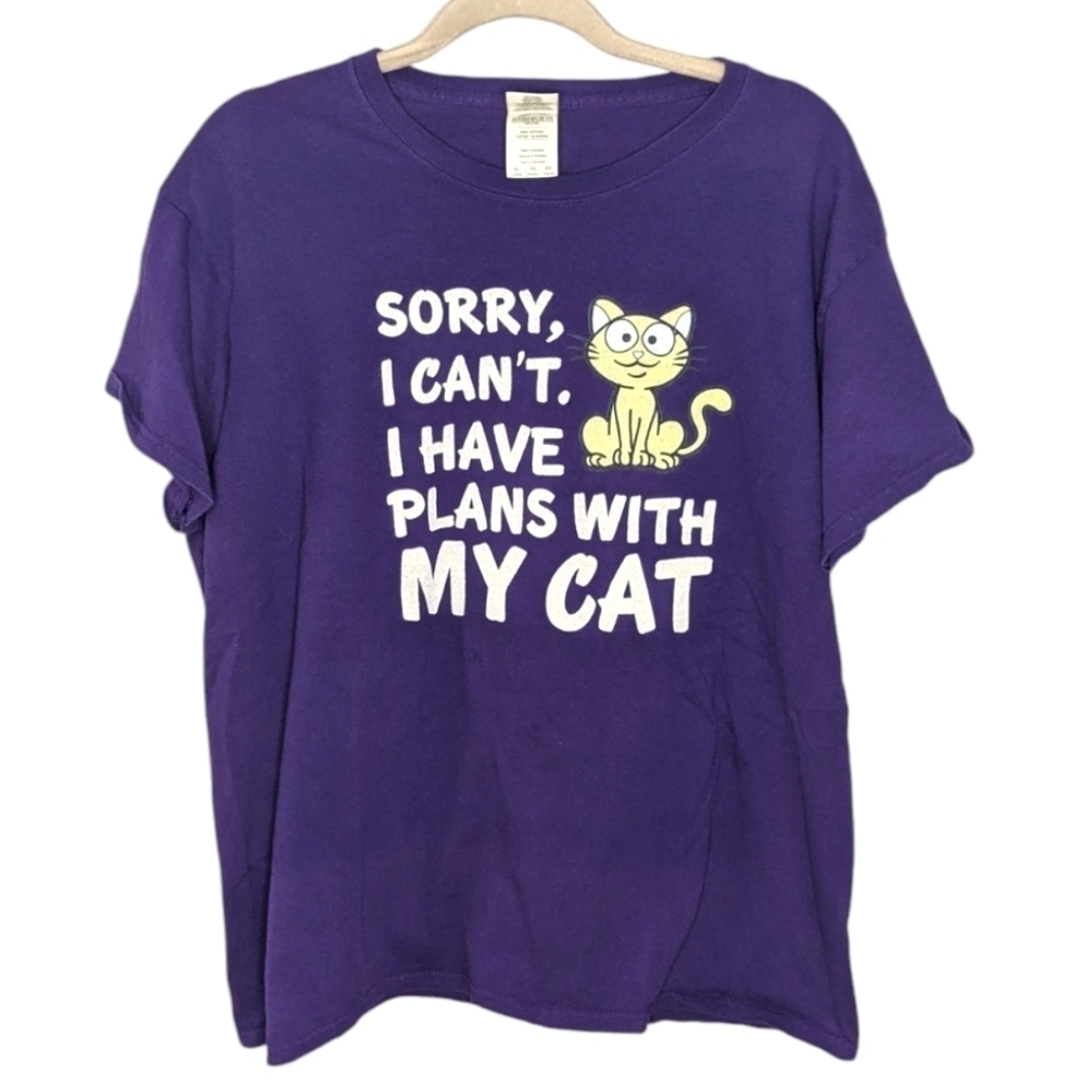 Vintage Gildan Funny Cat person Kitty T-shirt woman's XL cat lover humor shirt